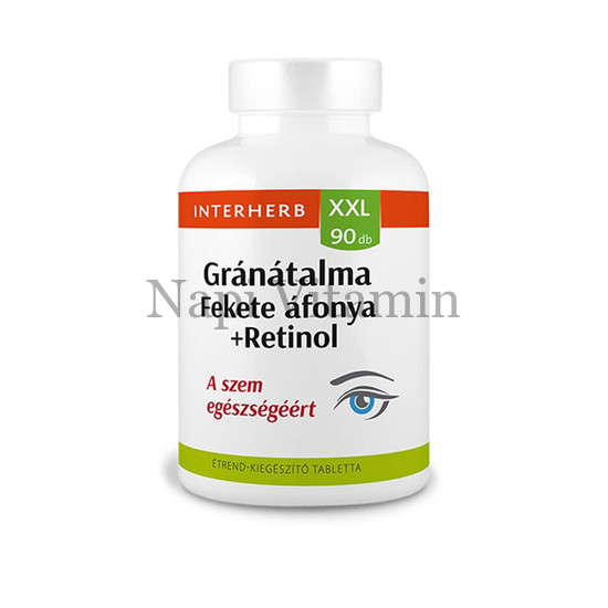 Interherb XXL Gránátalma +Fekete +Áfonya +Retinol tabletta 90x Interherb XXL Gránátalma +Fekete +Áfonya +Retinol tabletta 90x